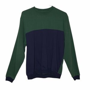 JOHN BLAIR MENS GREEN BLUE COLOR BLOCK LONG SLEEVE CREWNECK SWEATSHIRT MEDIUM